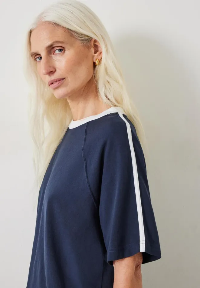 Hush Tops and Tshirts Women Bodie Cotton Contrast Ringer TShirt Dark Navy Hush Tops and Tshirts Women Bodie Cotton Contrast Ringer TShirt Dark Navy