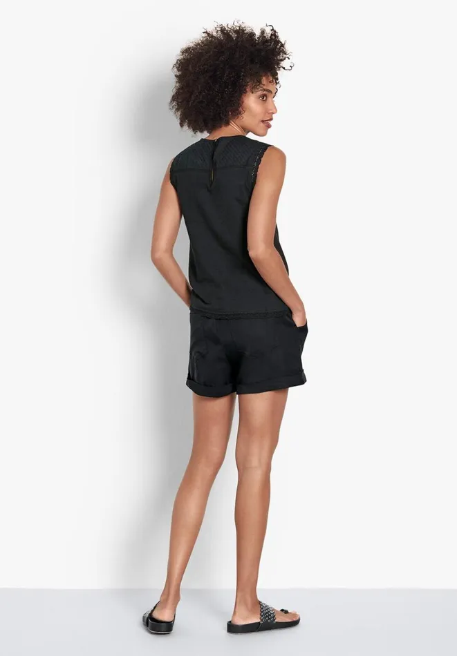 Hush Tops and Tshirts Women Broderie Cotton Tank Top Black Hush Tops and Tshirts Women Broderie Cotton Tank Top Black
