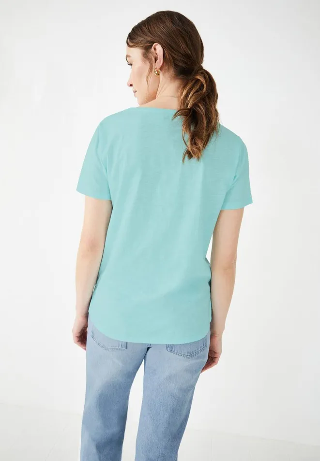 Hush Tops and Tshirts Women Cali Cotton Slub V Tee Washed Aqua Hush Tops and Tshirts Women Cali Cotton Slub V Tee Washed Aqua