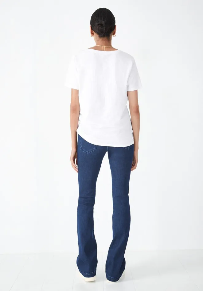 Hush Tops and Tshirts Women Cali Cotton Slub V Tee White Hush Tops and Tshirts Women Cali Cotton Slub V Tee White