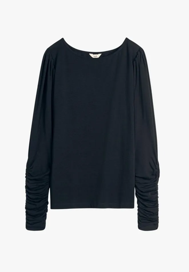 Hush Tops and Tshirts Women Charlotte Ruched Sleeve Jersey Top Black Hush Tops and Tshirts Women Charlotte Ruched Sleeve Jersey Top Black