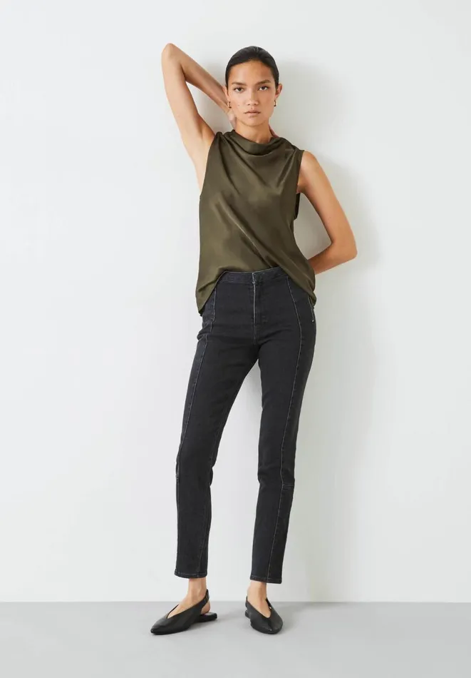 Hush Tops and Tshirts Women Chelsea Cowl Neck Top Forest Green