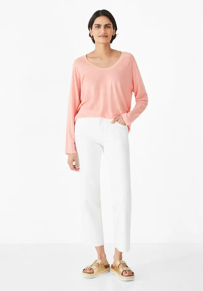 Hush Tops and Tshirts Women Contrast Stitch Jersey Top Pinkgreen