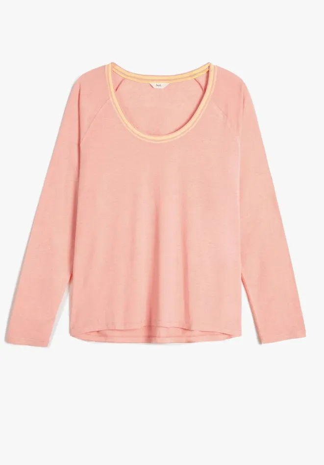 Hush Tops and Tshirts Women Contrast Stitch Jersey Top Pinkgreen