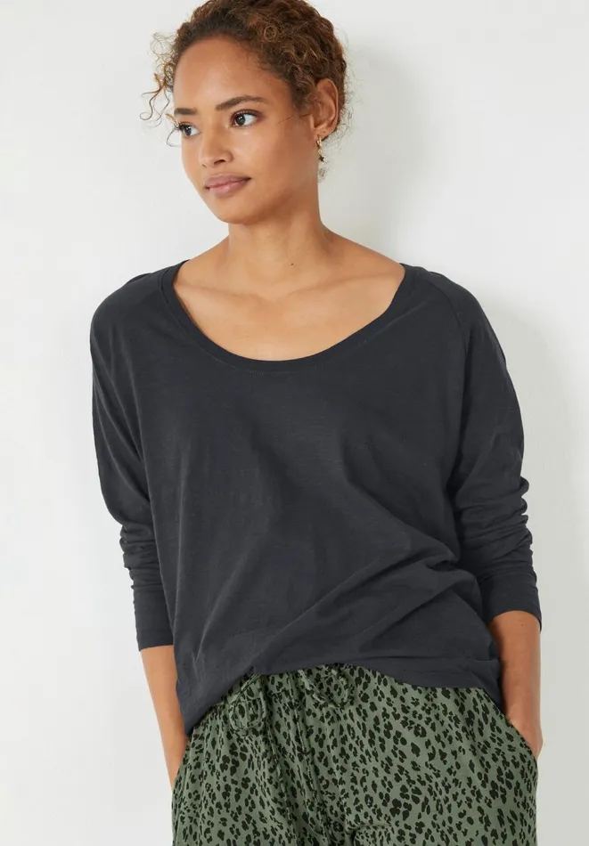 Hush Tops and Tshirts Women Cotton Slub Avalon TShirt Black