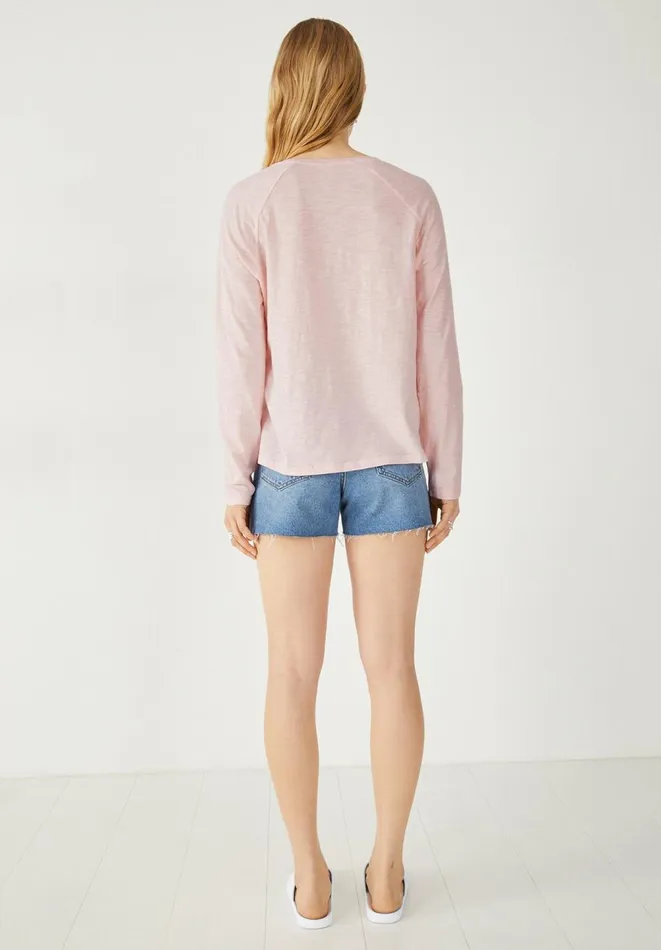 Hush Tops and Tshirts Women Cotton Slub Avalon TShirt Powder Pink Hush Tops and Tshirts Women Cotton Slub Avalon TShirt Powder Pink