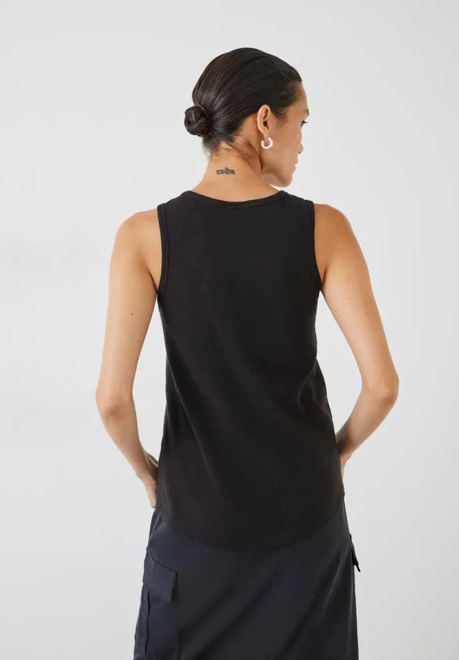Hush Tops and Tshirts Women Cotton Slub Tank Top Black Hush Tops and Tshirts Women Cotton Slub Tank Top Black