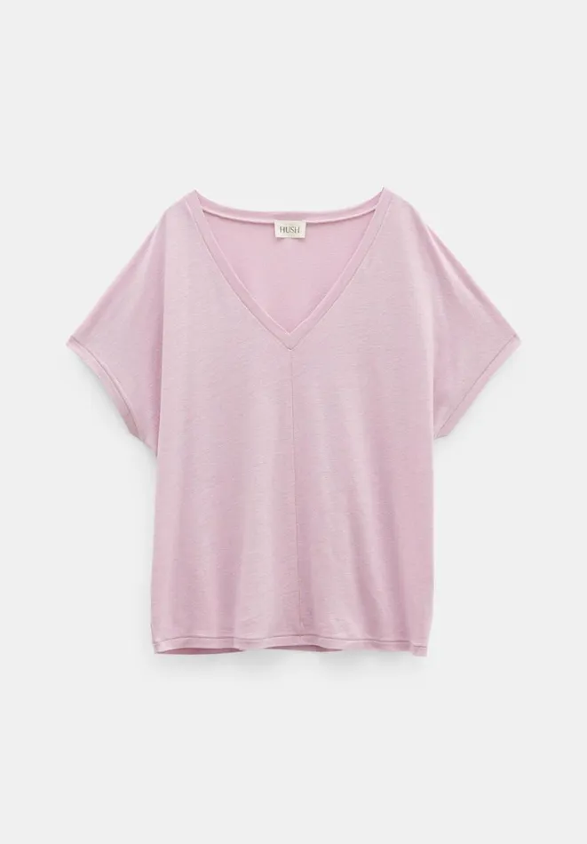 Hush Tops and Tshirts Women Danny Linen VNeck TShirt Light Lilac Hush Tops and Tshirts Women Danny Linen VNeck TShirt Light Lilac