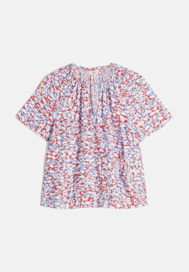 Hush Tops and Tshirts Women Elle Tie Neck Top Animal Mark Floral Bluered Hush Tops and Tshirts Women Elle Tie Neck Top Animal Mark Floral Bluered
