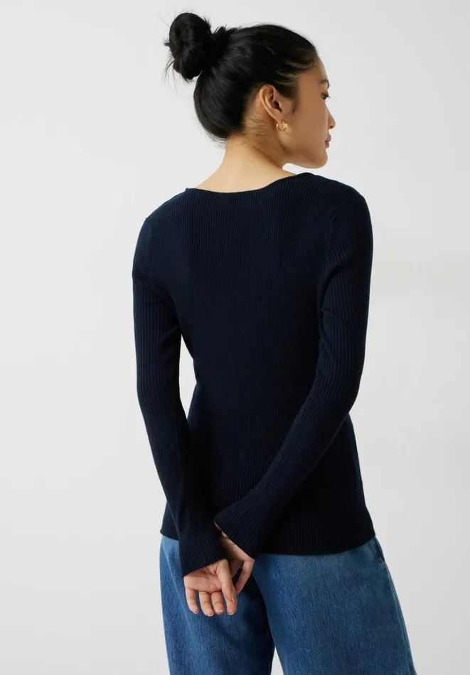 Hush Tops and Tshirts Women Ellen Ruched Halter Neck Knitted Top Midnight Navy