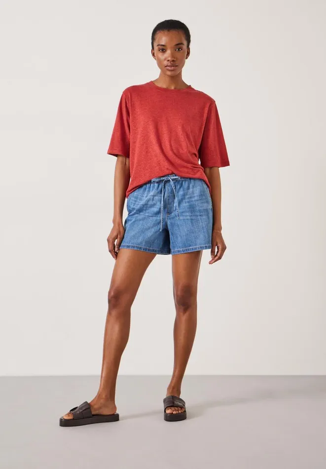 Hush Tops and Tshirts Women Elora Crew Neck Linen TShirt Rust Hush Tops and Tshirts Women Elora Crew Neck Linen TShirt Rust