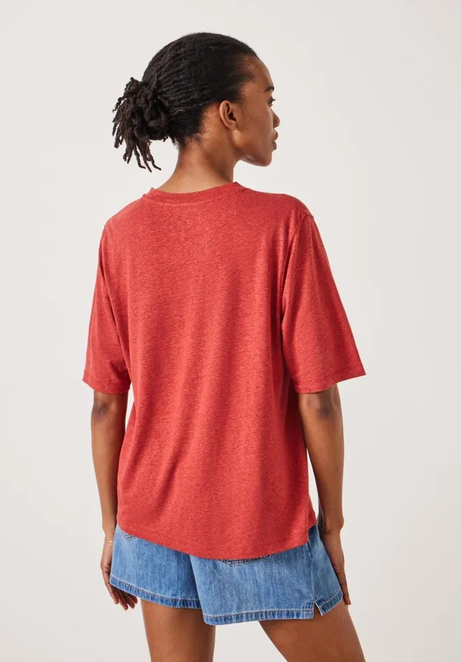 Hush Tops and Tshirts Women Elora Crew Neck Linen TShirt Rust Hush Tops and Tshirts Women Elora Crew Neck Linen TShirt Rust