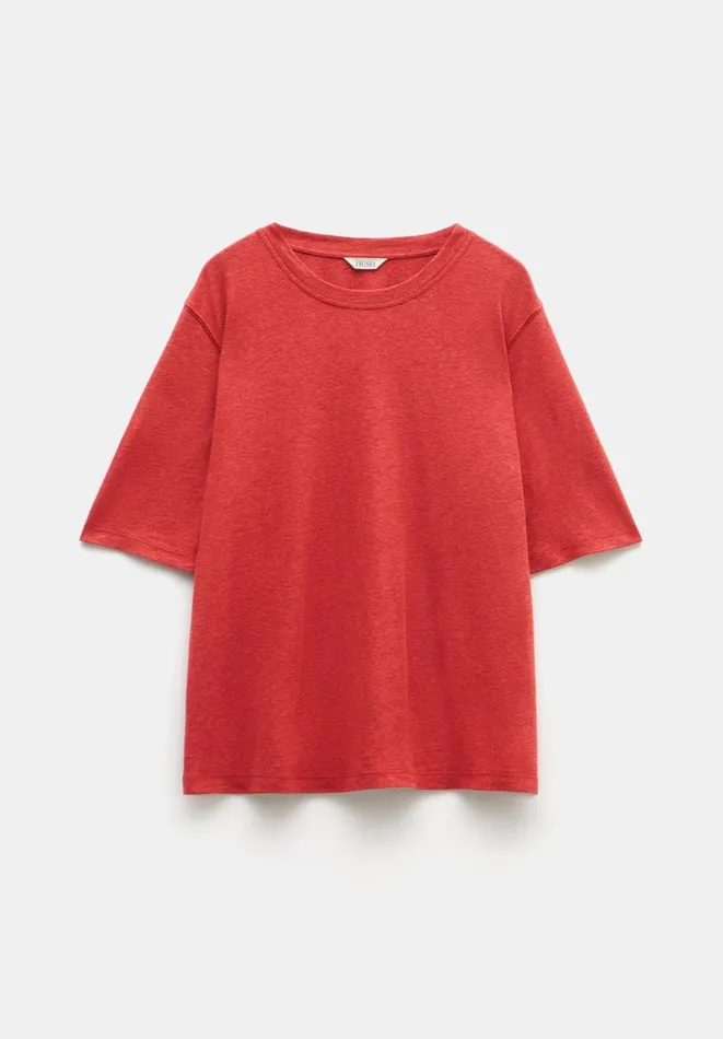Hush Tops and Tshirts Women Elora Crew Neck Linen TShirt Rust Hush Tops and Tshirts Women Elora Crew Neck Linen TShirt Rust