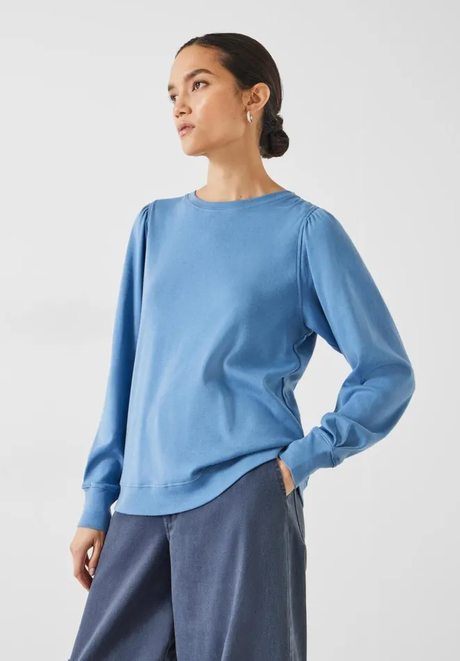 Hush Tops and Tshirts Women Emily Puff Sleeve Jersey Top Dusty Blue