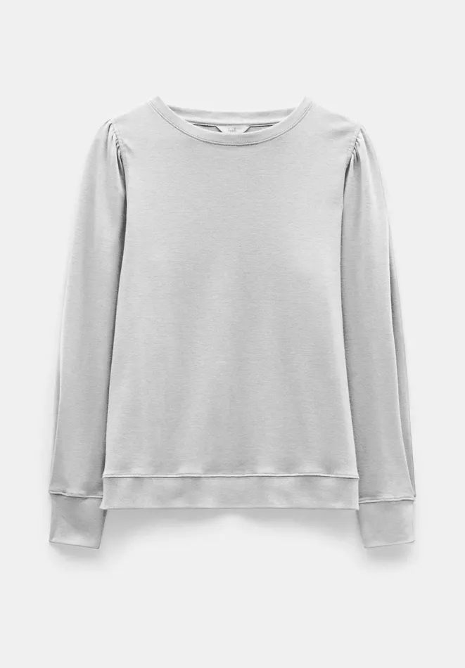Hush Tops and Tshirts Women Emily Puff Sleeve Jersey Top Grey Marl Hush Tops and Tshirts Women Emily Puff Sleeve Jersey Top Grey Marl