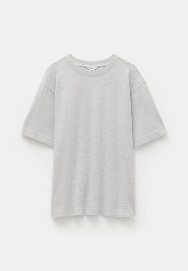 Hush Tops and Tshirts Women Flo Oversized Cotton TShirt Grey Marl Hush Tops and Tshirts Women Flo Oversized Cotton TShirt Grey Marl