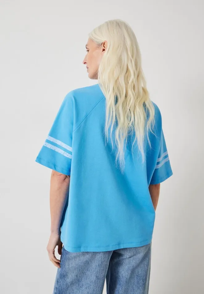Hush Tops and Tshirts Women Flynn Relaxed Stripe TShirt Sea Blue Hush Tops and Tshirts Women Flynn Relaxed Stripe TShirt Sea Blue
