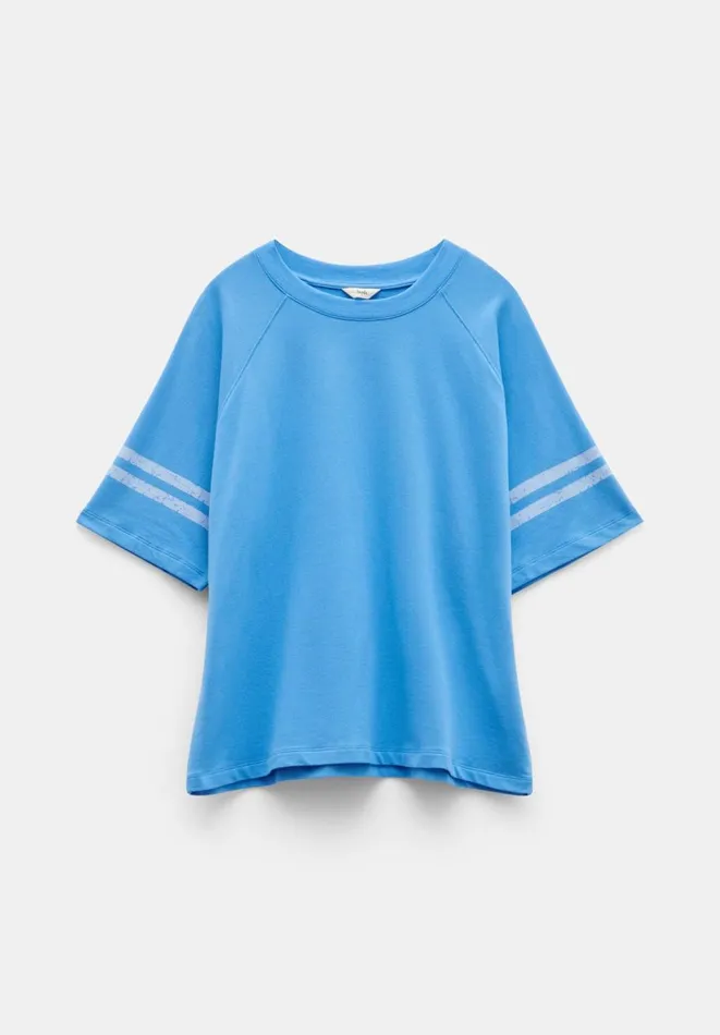 Hush Tops and Tshirts Women Flynn Relaxed Stripe TShirt Sea Blue Hush Tops and Tshirts Women Flynn Relaxed Stripe TShirt Sea Blue