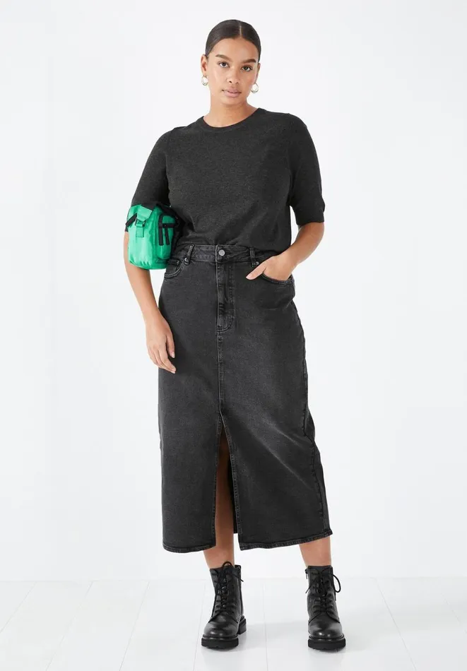 Hush Tops and Tshirts Women Frances Knitted Tee Charcoal Marl Hush Tops and Tshirts Women Frances Knitted Tee Charcoal Marl