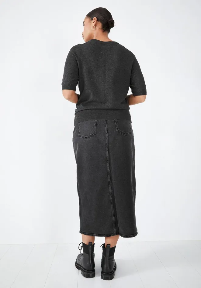 Hush Tops and Tshirts Women Frances Knitted Tee Charcoal Marl Hush Tops and Tshirts Women Frances Knitted Tee Charcoal Marl