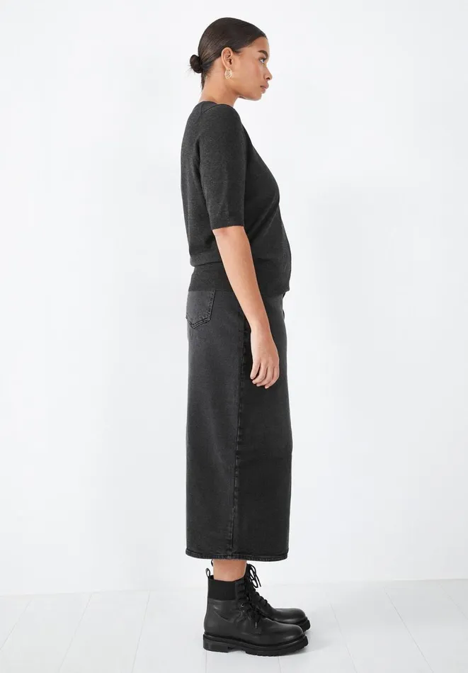 Hush Tops and Tshirts Women Frances Knitted Tee Charcoal Marl Hush Tops and Tshirts Women Frances Knitted Tee Charcoal Marl