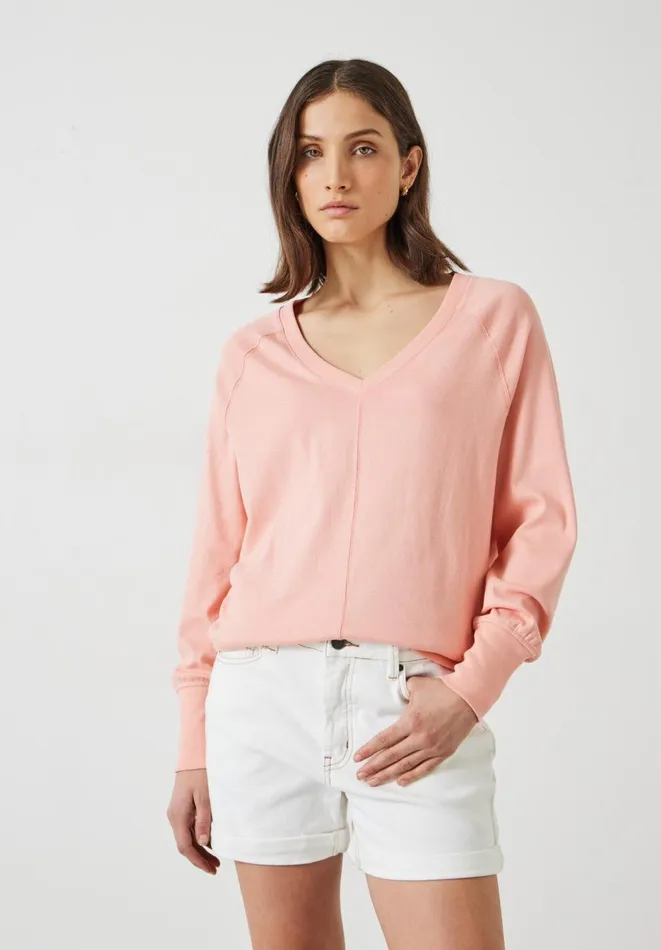 Hush Tops and Tshirts Women Francie Puff Sleeve Jersey Top Sunset Coral