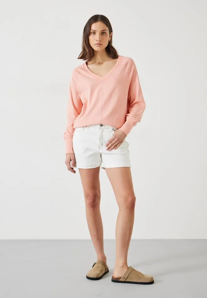 Hush Tops and Tshirts Women Francie Puff Sleeve Jersey Top Sunset Coral