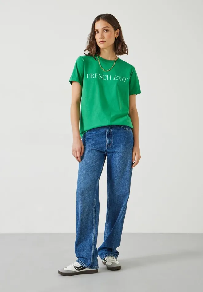 Hush Tops and Tshirts Women French Exit Cotton TShirt Green Hush Tops and Tshirts Women French Exit Cotton TShirt Green