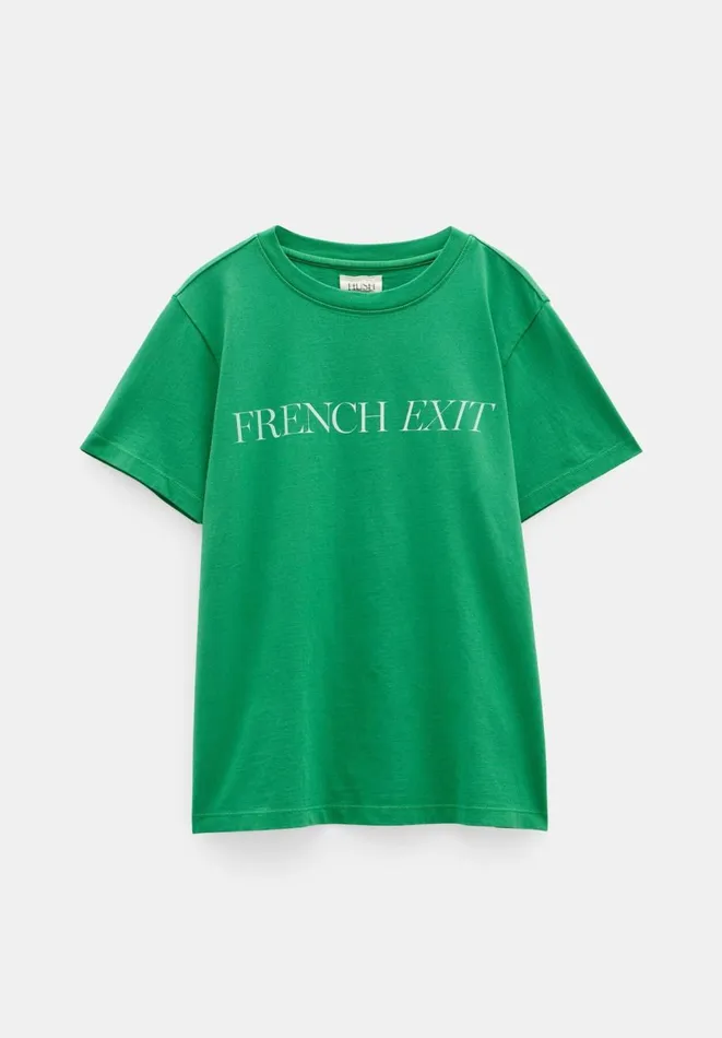 Hush Tops and Tshirts Women French Exit Cotton TShirt Green Hush Tops and Tshirts Women French Exit Cotton TShirt Green