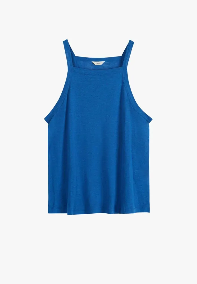 Hush Tops and Tshirts Women Halter Neck Linen Blend Vest Bright Blue Hush Tops and Tshirts Women Halter Neck Linen Blend Vest Bright Blue