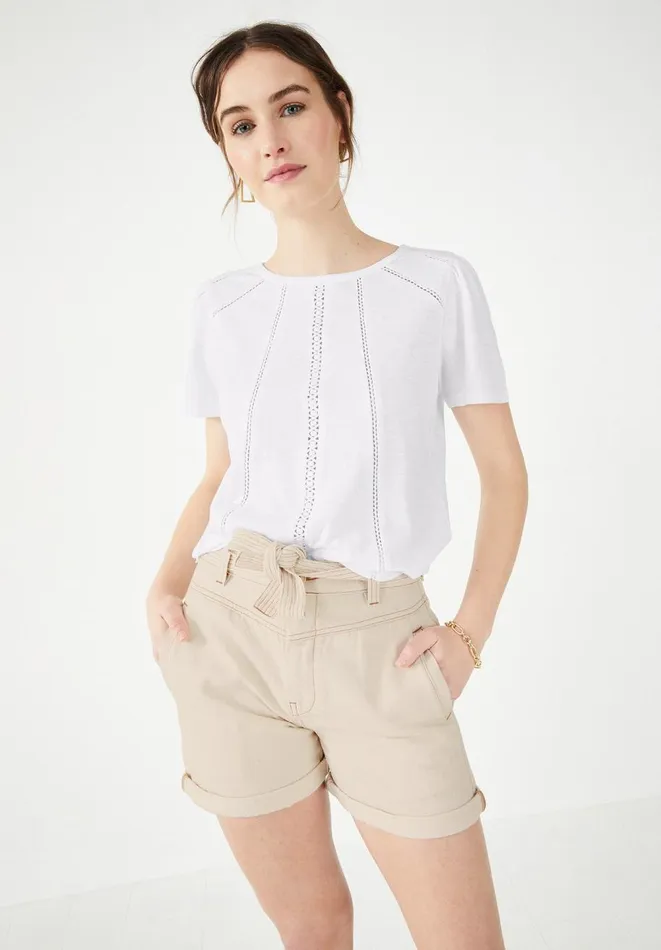 Hush Tops and Tshirts Women Hani Ladder Lace TShirt White