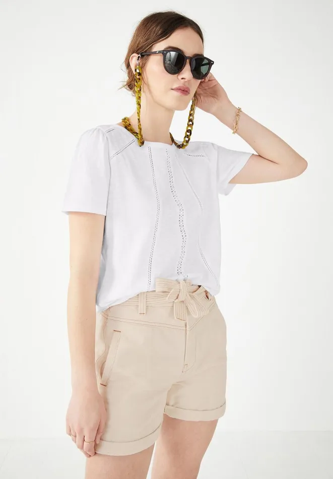 Hush Tops and Tshirts Women Hani Ladder Lace TShirt White