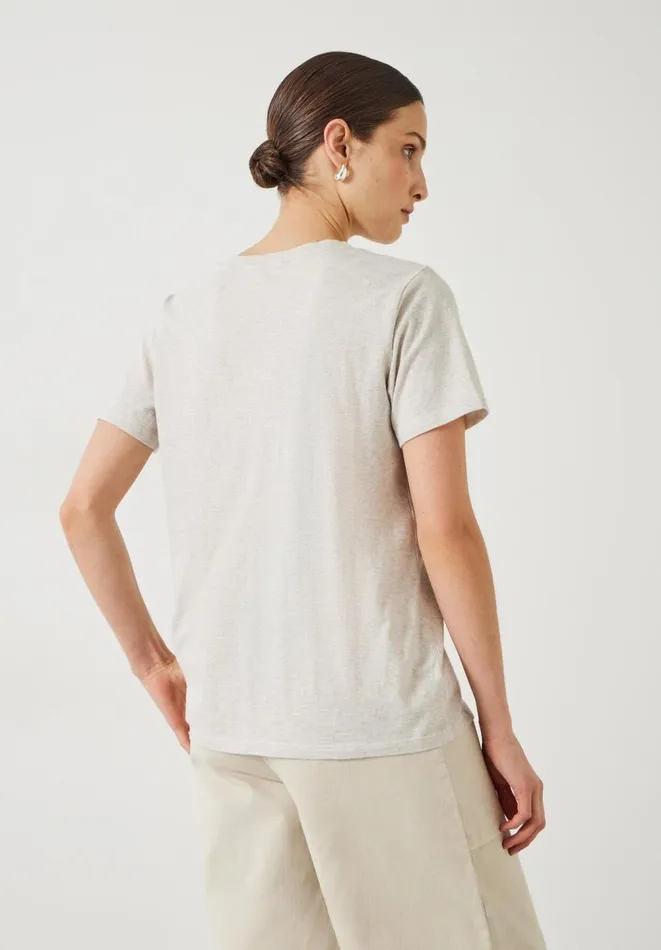 Hush Tops and Tshirts Women Hari Scoop Neck Cotton Slub TShirt Oatmeal Marl Hush Tops and Tshirts Women Hari Scoop Neck Cotton Slub TShirt Oatmeal Marl