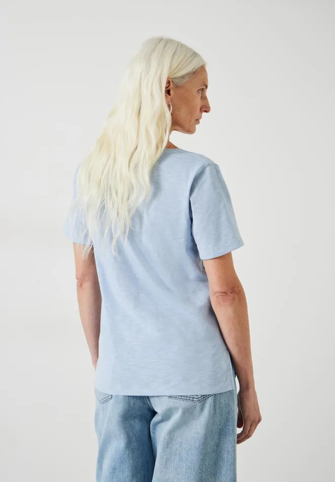 Hush Tops and Tshirts Women Kali Cotton Slub VNeck TShirt Morning Blue Hush Tops and Tshirts Women Kali Cotton Slub VNeck TShirt Morning Blue