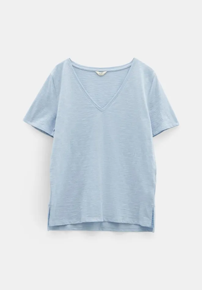 Hush Tops and Tshirts Women Kali Cotton Slub VNeck TShirt Morning Blue Hush Tops and Tshirts Women Kali Cotton Slub VNeck TShirt Morning Blue