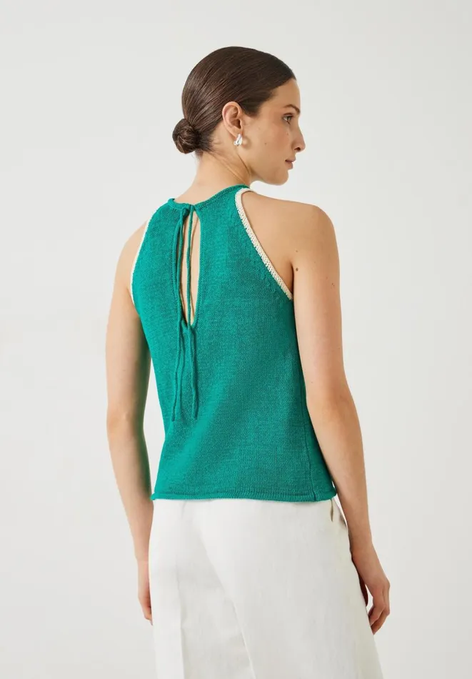 Hush Tops and Tshirts Women Keekee Contrast Stitch Knitted Vest Top Green Hush Tops and Tshirts Women Keekee Contrast Stitch Knitted Vest Top Green