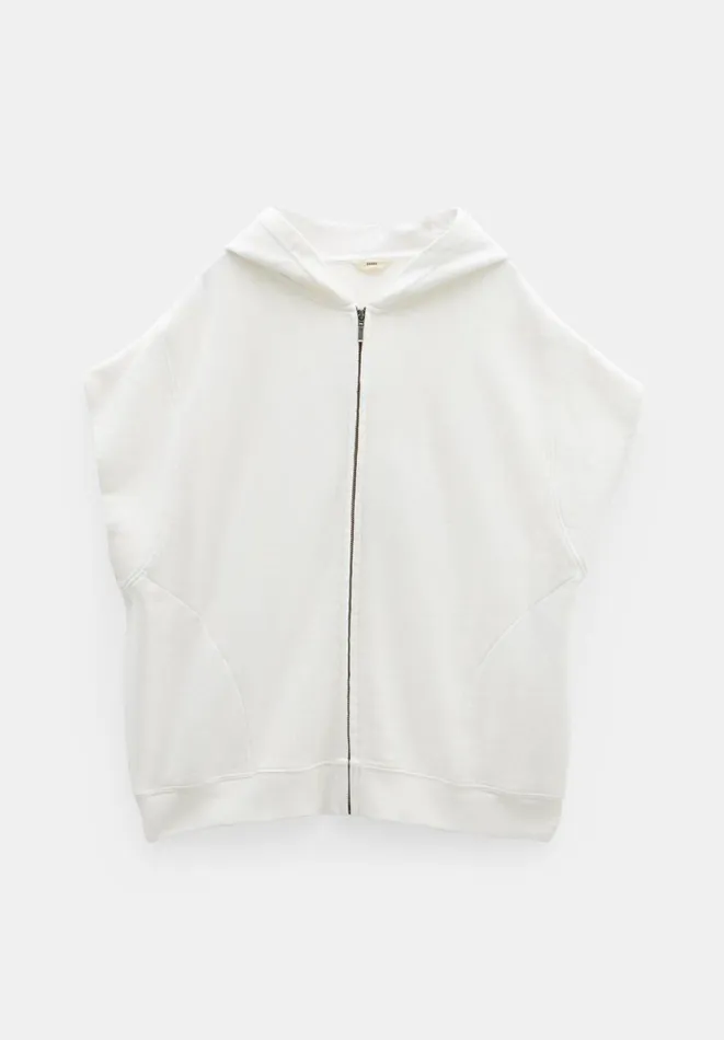 Hush Tops and Tshirts Women Kiki Oversized Sleeveless Zip Hoodie White Hush Tops and Tshirts Women Kiki Oversized Sleeveless Zip Hoodie White