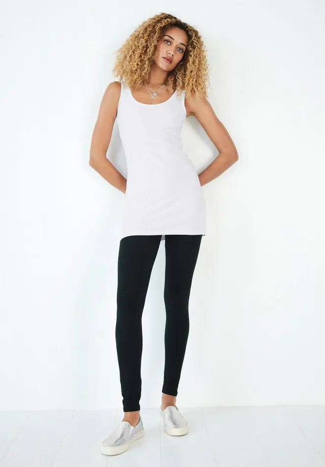 Hush Tops and Tshirts Women Longline Tank Top White Hush Tops and Tshirts Women Longline Tank Top White