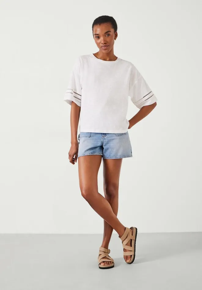 Hush Tops and Tshirts Women Lucie Lace Detail TShirt White Hush Tops and Tshirts Women Lucie Lace Detail TShirt White