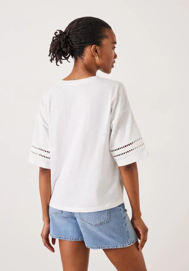 Hush Tops and Tshirts Women Lucie Lace Detail TShirt White Hush Tops and Tshirts Women Lucie Lace Detail TShirt White