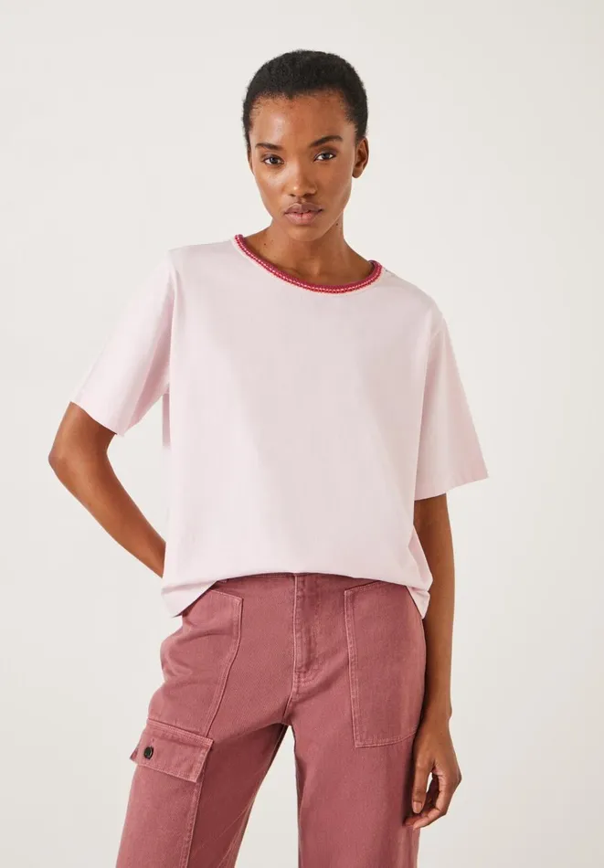 Hush Tops and Tshirts Women Lucy Crochet Trim TShirt Pale Lilac