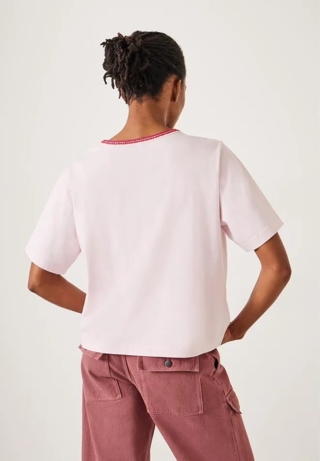Hush Tops and Tshirts Women Lucy Crochet Trim TShirt Pale Lilac Hush Tops and Tshirts Women Lucy Crochet Trim TShirt Pale Lilac
