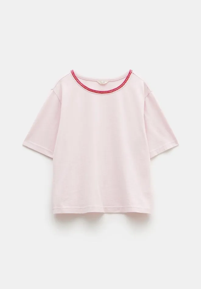 Hush Tops and Tshirts Women Lucy Crochet Trim TShirt Pale Lilac Hush Tops and Tshirts Women Lucy Crochet Trim TShirt Pale Lilac