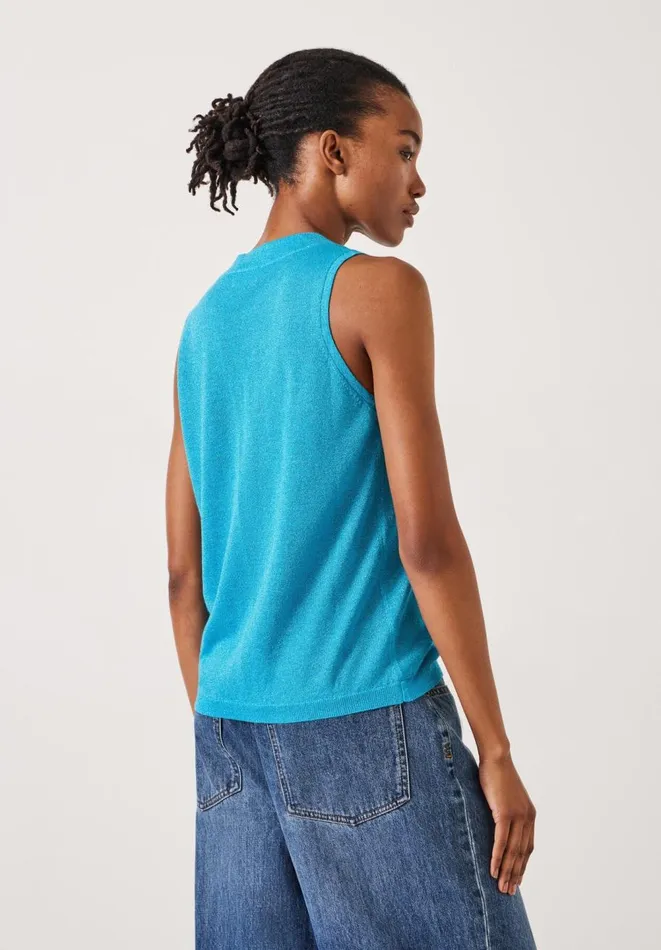 Hush Tops and Tshirts Women Marine Knitted Vest Electric Blue Metallic Hush Tops and Tshirts Women Marine Knitted Vest Electric Blue Metallic