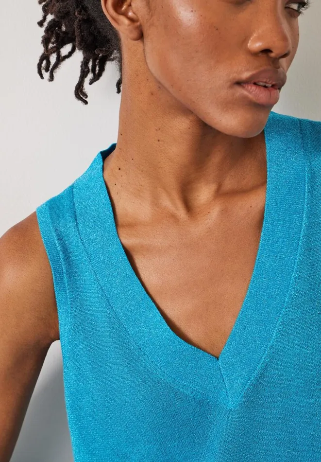 Hush Tops and Tshirts Women Marine Knitted Vest Electric Blue Metallic Hush Tops and Tshirts Women Marine Knitted Vest Electric Blue Metallic
