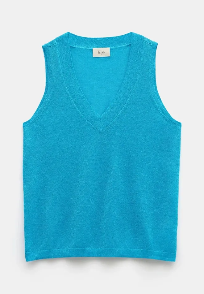 Hush Tops and Tshirts Women Marine Knitted Vest Electric Blue Metallic Hush Tops and Tshirts Women Marine Knitted Vest Electric Blue Metallic