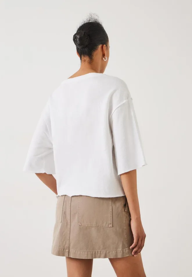 Hush Tops and Tshirts Women Myla Relaxed Textured Waffle TShirt White Hush Tops and Tshirts Women Myla Relaxed Textured Waffle TShirt White