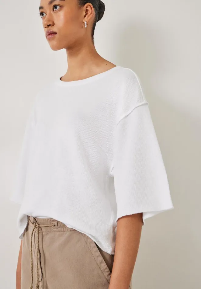 Hush Tops and Tshirts Women Myla Relaxed Textured Waffle TShirt White Hush Tops and Tshirts Women Myla Relaxed Textured Waffle TShirt White