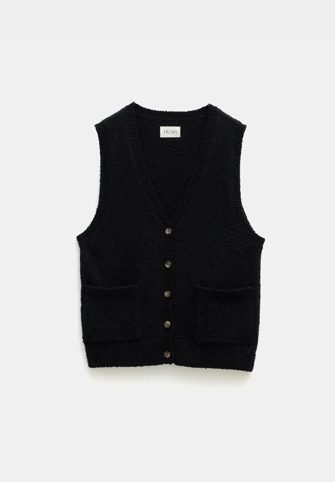 Hush Tops and Tshirts Women Ottiline Knitted Waistcoat Black Hush Tops and Tshirts Women Ottiline Knitted Waistcoat Black