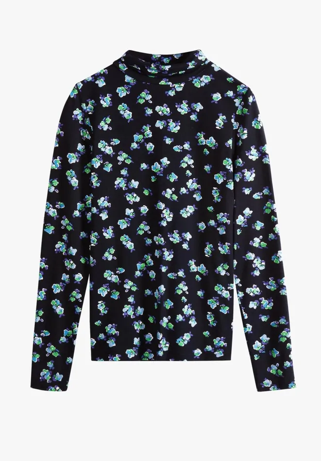 Hush Tops and Tshirts Women Printed Long Sleeve Slim Top Blackbluegreen Hush Tops and Tshirts Women Printed Long Sleeve Slim Top Blackbluegreen